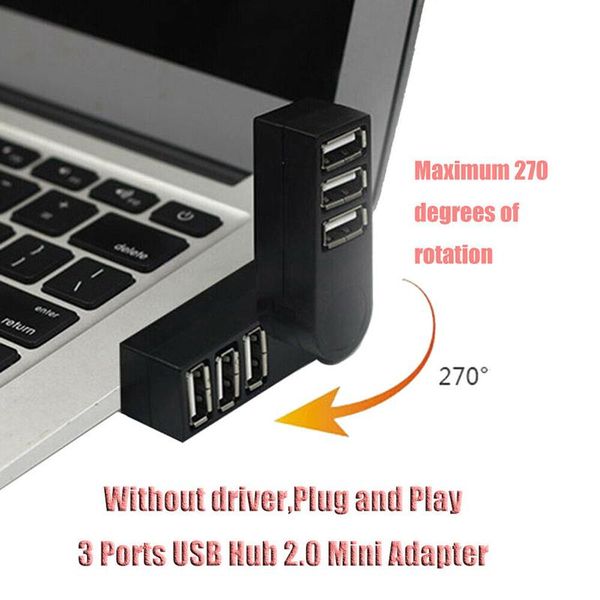 

hubs portable 3 ports usb 2.0 hub mini 270 rotatable splitter lappc adapter nc99