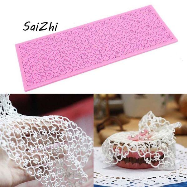 

cake tools 1pcs silicone lace mold mat moule moldes de para fondant baking decorating qc5621