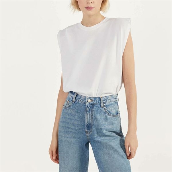 

summer women's t-shirt casual solid color round neck 210430, White