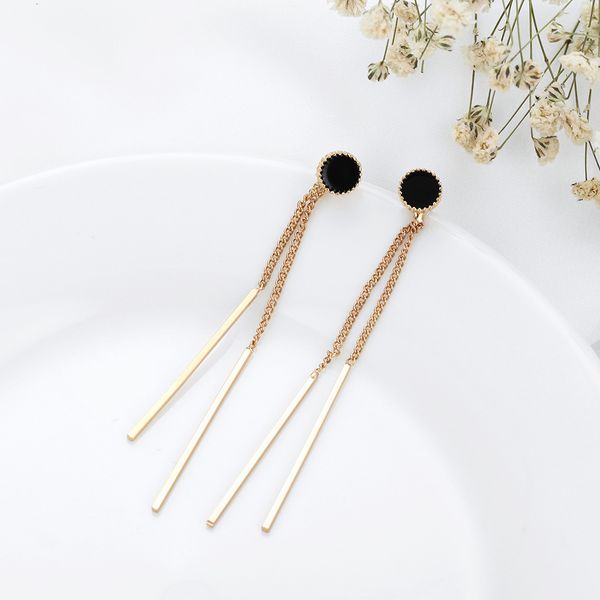 

studs earrings a pair of long tassel round for women's temperament, Golden;silver
