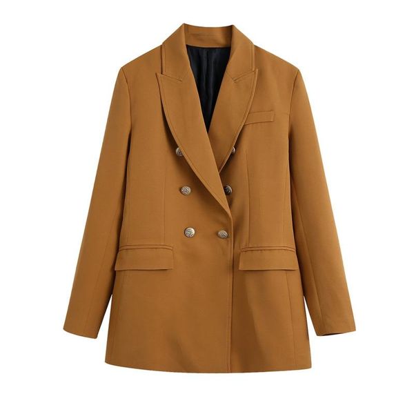 

women's suits & blazers blazer women solid jacket lady office work coat fitted female pockets long sleeve coats double breasted 2021, White;black