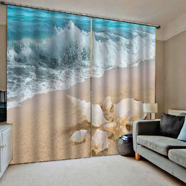 

curtain & drapes for living beach spray shell print customized 3d blackout curtains room bedroom el window