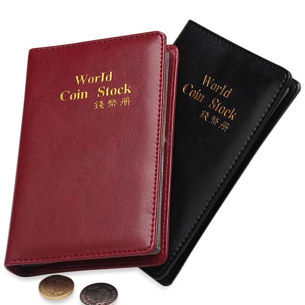 

wallets 2021 10 pages 60 pockets coin collection book pu leather waterproof world stock vertical style, Red;black