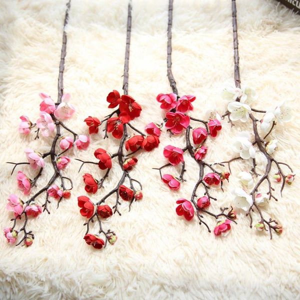 

decorative flowers & wreaths artificial flower cherry spring plum peach blossom branch 60cm silk tree bud for wedding party decors