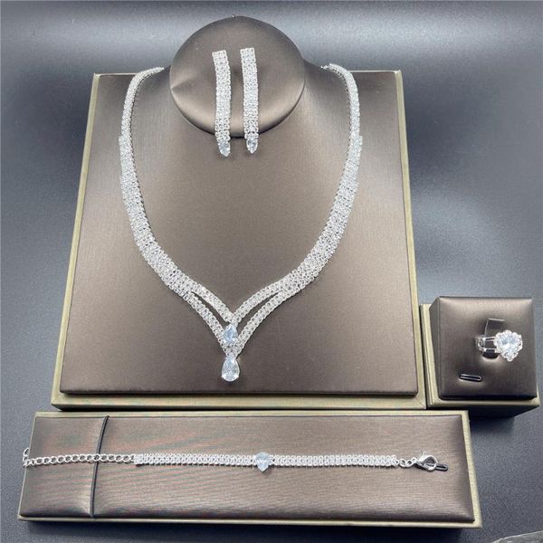 

earrings & necklace the bride attends wedding classic rhinestone jewelry set accessories stunning, Silver