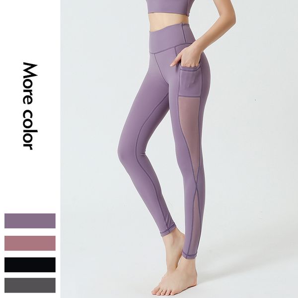 

luxury women's tracksuits yoga cloth suit naked feeling hip lifting yoga pant's pocket high waist fitns running sports pants, Gray