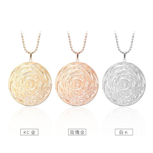 

pendant necklaces 2021 long for women gold silver plated round sweater accessory fashion jewelry cz crystal necklace gift
