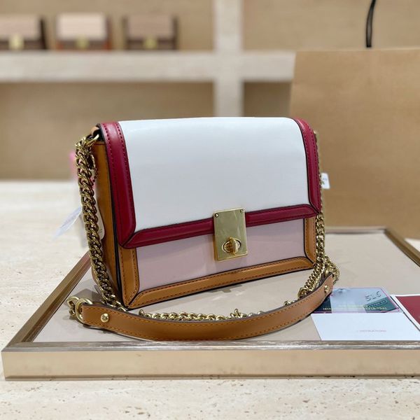 

re color contrast single shoulder bag hand holding women's fashion simple style metal buckle messenger with luxuryss designerss yw