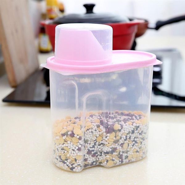

cereal dispenser dry storage box kitchen grains rice container bottles & jars