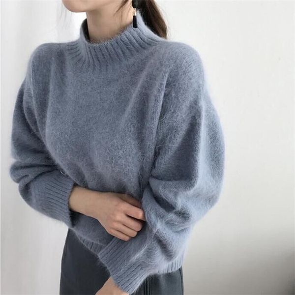

hoodie lazy cashmere white female soft mohair feminine sweater outer winter, Black