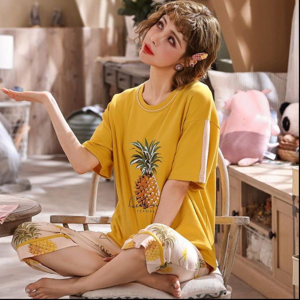 

korea pajama sets women sleepwear 100% cotton short sleeve casual pyjamas suit autumn winter, Black;red
