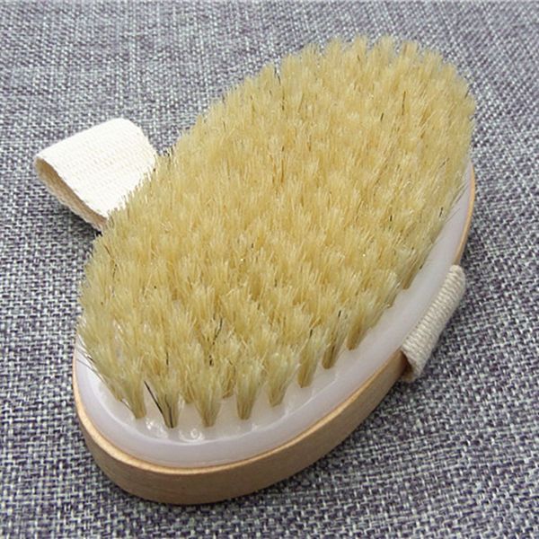 100 pezzi spazzole da bagno in legno 12,5 * 7 cm pelle secca corpo naturale salute setole morbide massaggio doccia scrub spa pennello ovale senza manico con DHL o UPS