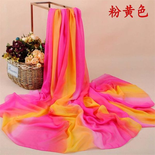 

women's swimwear fjptbgmy gradient chiffon scarves shawl women sunscreen mantillas rainbow beach towel female silk_scarf quick dry swim, White;black