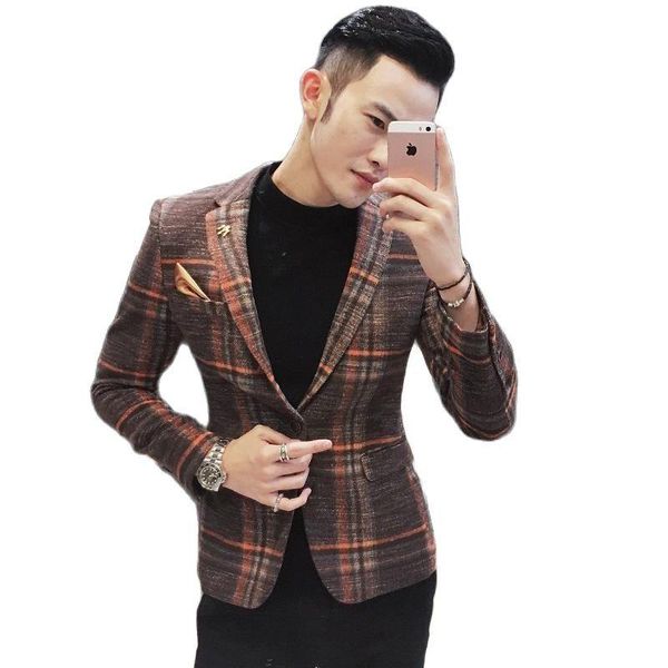 

men's suits & blazers men blazer designs arrival plaid coat vintage party slim fit wool blend styles jacket (size m~3xl), White;black