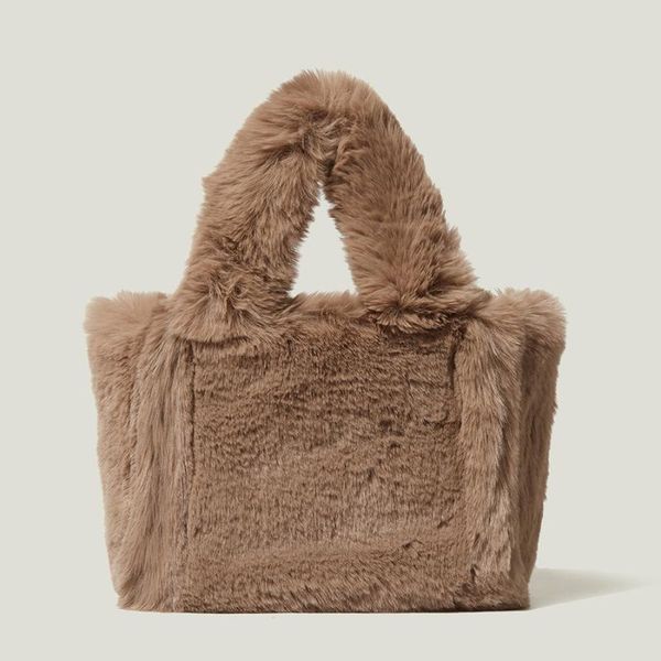 

evening bags winter women plush face female handbag soft faux fur crossover shape shoulder tote bag party little girl christmas gift