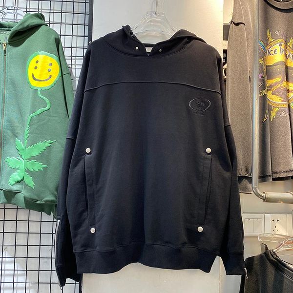 

men's hoodies & sweatshirts drop sleeves hoodie men zipper patchwork paf archive women pullover streetwear couple clothes, Black