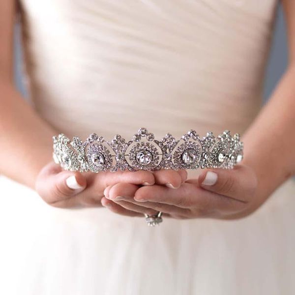 

hair clips & barrettes bridal tiaras princess crystal crowns sparkling rhinestone wedding accessories for engagement jewelry headwear, Golden;silver