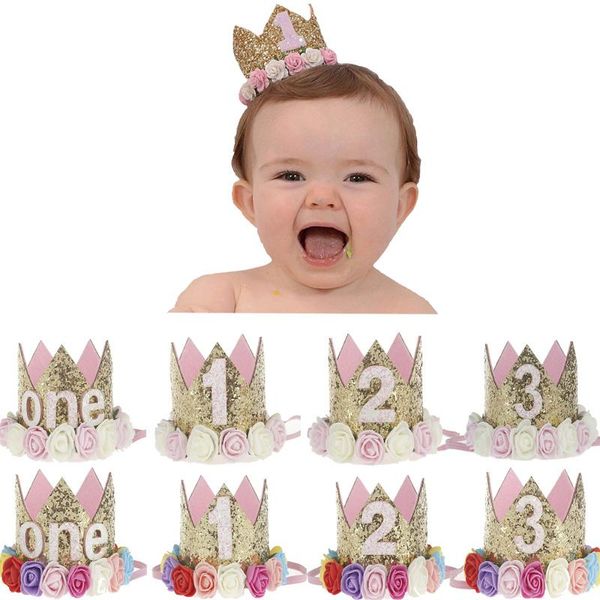 

birthday party hats decor cap first one hat princess crown 1st 2nd 3rd year old number decorations baby decoration