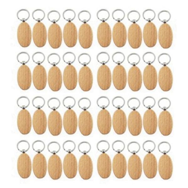 

keychains 40pcs blank oval ellipse wooden key chain diy keychain pendant keyring tags gifts, Silver