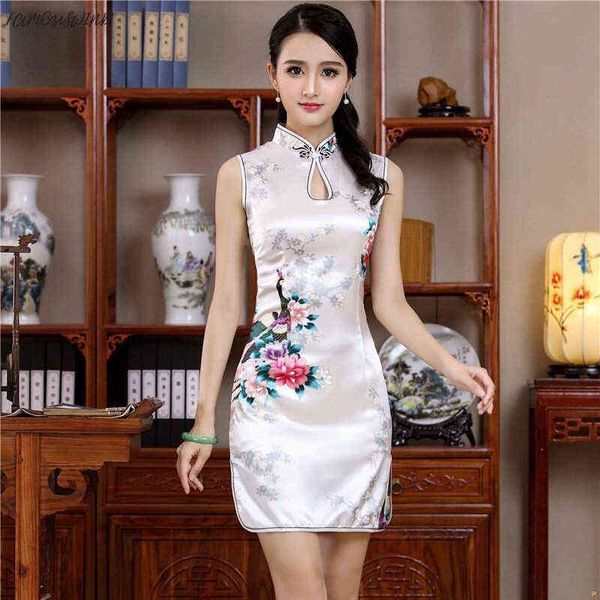 

summer white mini cheongsam dress traditional chinese twill womens style rayon elegant slim qipao novelty vestidos designer clothes, Black;gray
