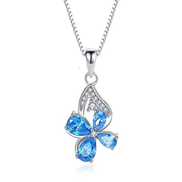 

sier s925 lucky clover necklace purple clavicle chain pendant, Silver