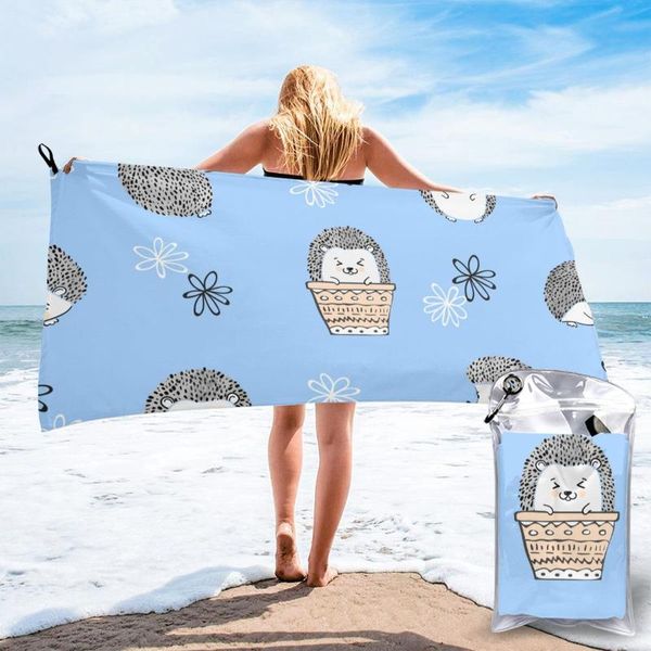 

towel quick drying pocket cute watercolor hedgehogs portable water absorbent no pilling sports bath
