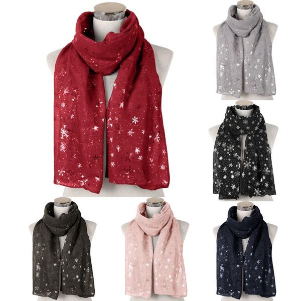 

scarves fashion designer women men scarf festival winter muffler neckchief snow flake warm print long black red pink gray, Blue;gray