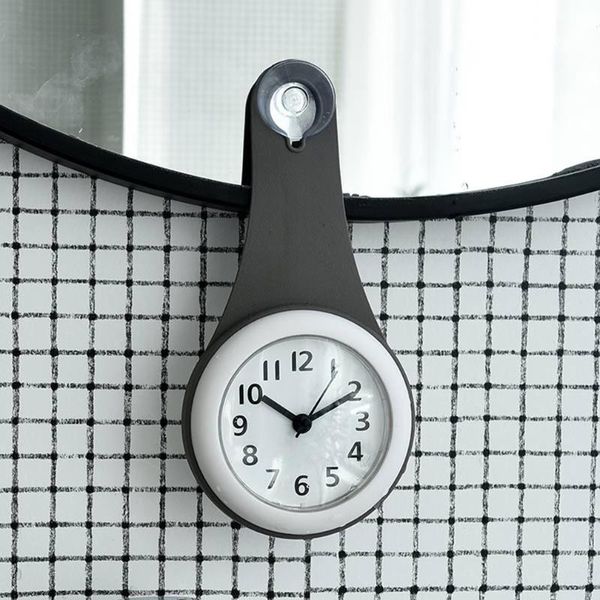 

wall clocks mute bathroom waterproof and anti-fog suction cup clock fashion railing towel rack without battery
