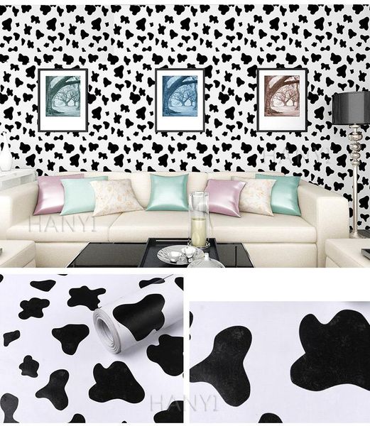 Fondos de pantalla Patrón de vaca Papel tapiz blanco y negro Papel de contacto autoadhesivo Revestimiento de estante Cajón Papeles de pared Hogar Dormitorio Sala de estar Decoración