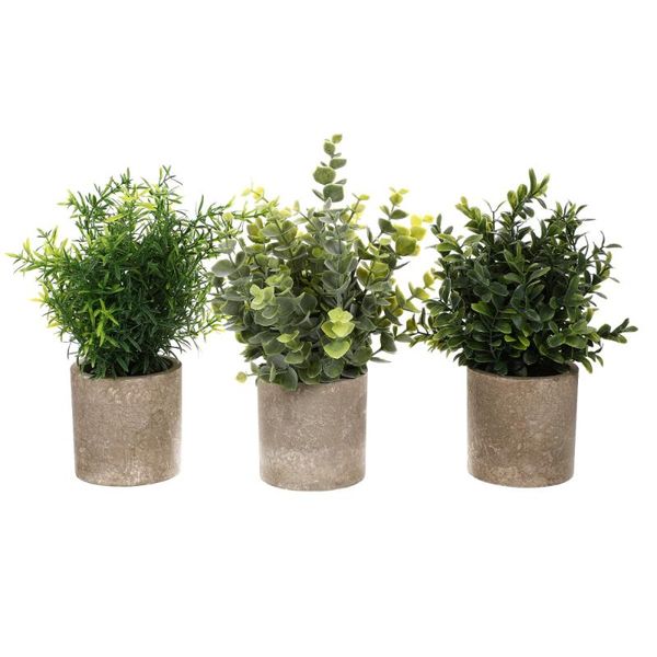 

decorative flowers & wreaths 3pcs artificial potted plants realistic faux greenery eucalyptus for office desk