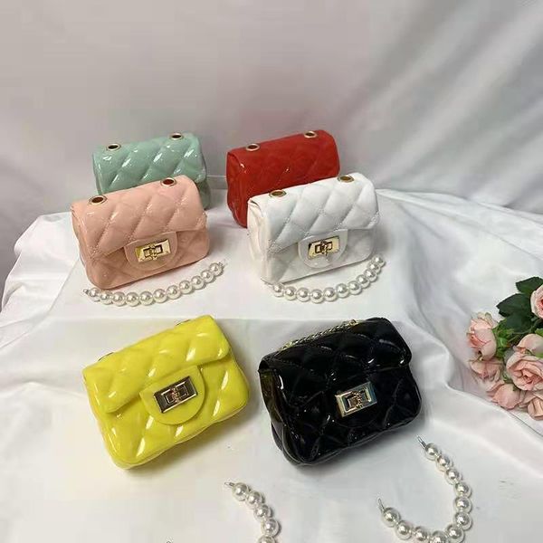 

handbag luxurys designers bags fashion mini bag jelly handbags pvc children's wallet pearl chain packs messenger wallets