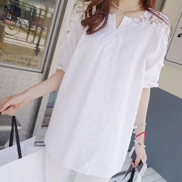 

the yards dress lace short-sleeved shirts big white women's blouses &