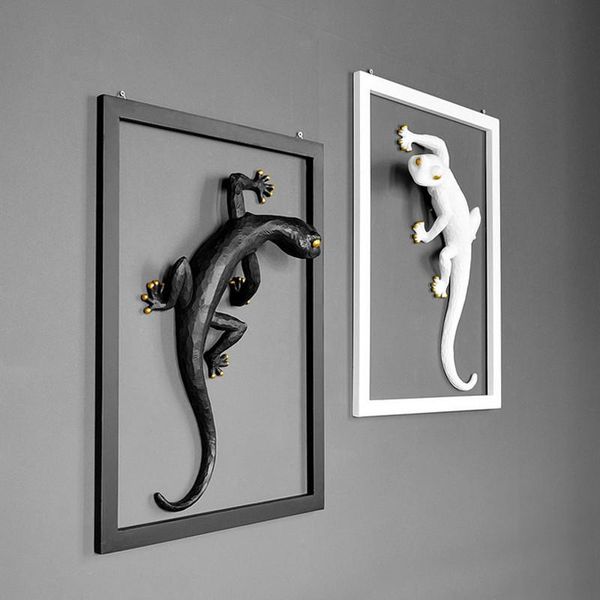 

[hht]simulation 3d wall-hanging-decor gecko sculpture creative simple animal pendant modern home background wall decorations