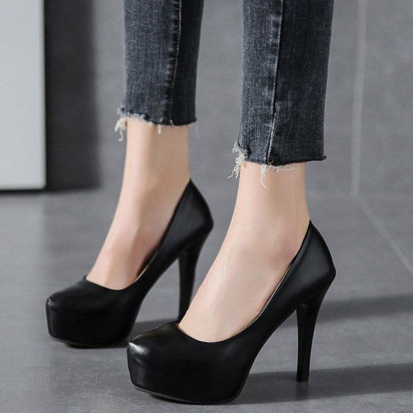 

dress shoes 2021 ladies high heels platform pumps pu black white women thick work