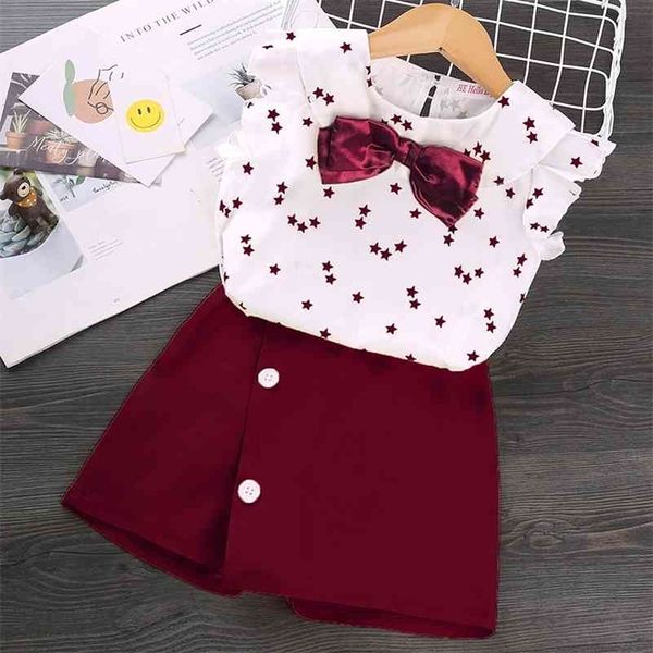 Er Hallo Genießen Sie Weibliche Kinderkleidung Mädchen Sommer Set Infantil Mädchen Kinder Bluse + Shorts 2PCS Anzug Kleinkind Mädchen Kleidung 210326