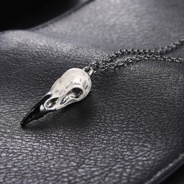 

pendant necklaces punk three-dimensional crow skull necklace ladies animal halloween jewelry, Silver