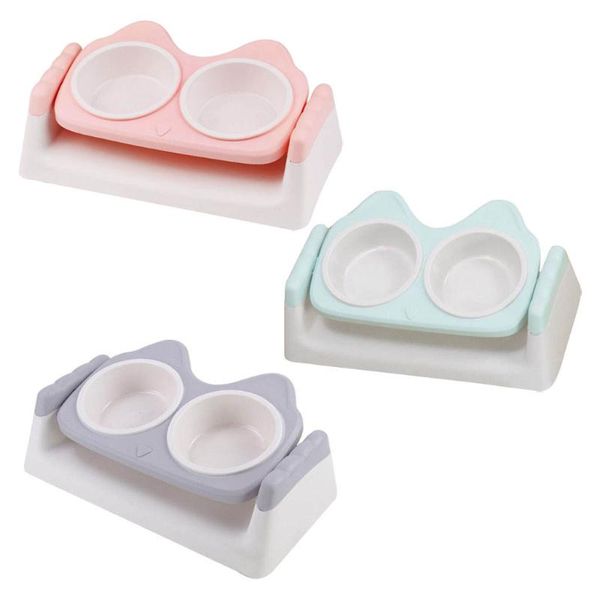 

cat bowls & feeders double dog bowl detachable 15 degree tilted pet supplies