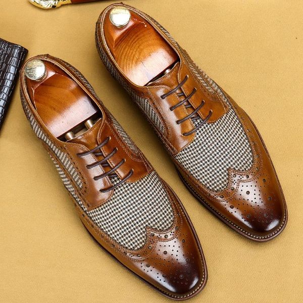 

lacing dress men oxfords shoes male formal shoe genuine leather wedding business brogue black round head vintage