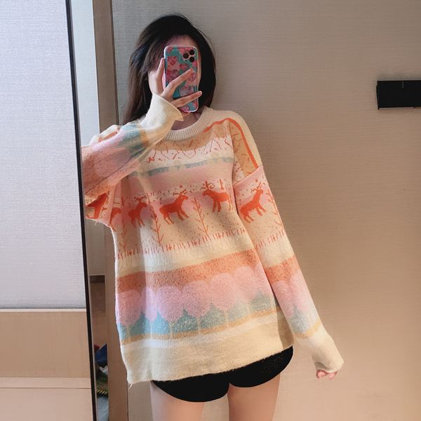 

sweater 2021 autumn and winter fawn jacquard pullover y7pd, White;black