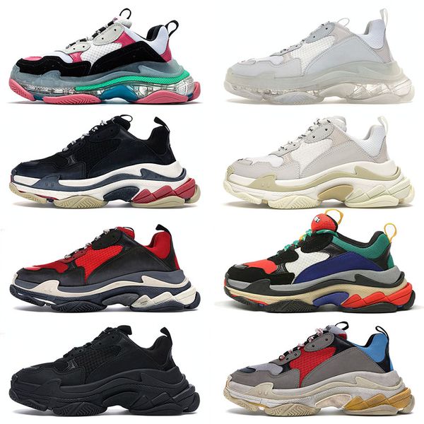 

classic paris 17 fw clear sole triple s men women dad shoes sports casual luxurys designers platform sneakers trainers crystal bottom authen, White;red