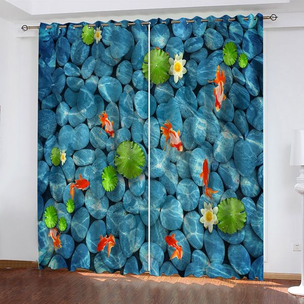 

3d curtain p custom size clear water bottom fish and pebbles blackout curtains bedroom living room office shading decor