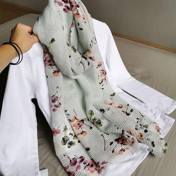 

scarves selling miyake fold fashion print soft and comfortable shawl scarf dual purpose silk in stock, Blue;gray