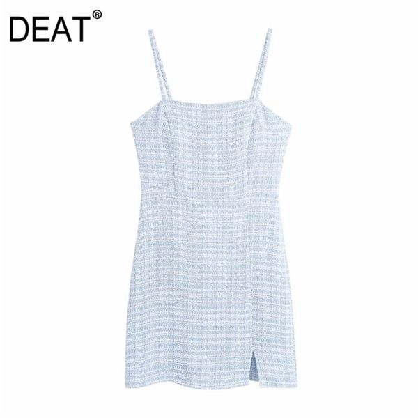 

[deat] summer fashion tube high waist sling sleeveless lattice loose temperament mini dress women 13q021 210527, Black;gray