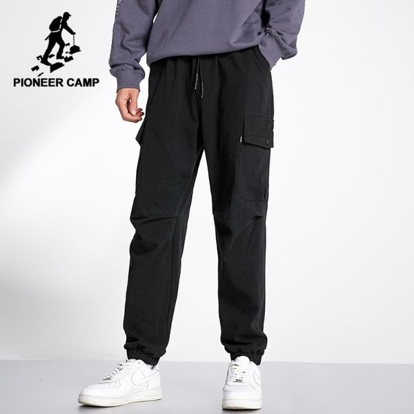 

pioneer camp 2021 winter cargo pants men 100% cotton streetwear slim casual trousers men's sweatpants xxs002231, Black