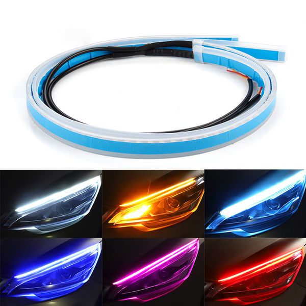 Luci di marcia diurna per auto universali DRL Flessibile LED Strip Lamp Fari automatici Styling impermeabile Indicatore di direzione esterno 2PCS 30CM 45CM 60CM Soft 12V