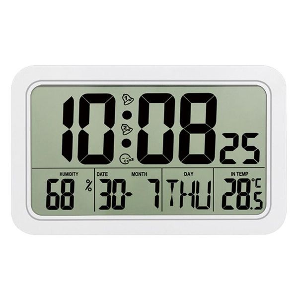 

timers digital wall clock large alarm with date week display temperature & humidity meter calendar home office use