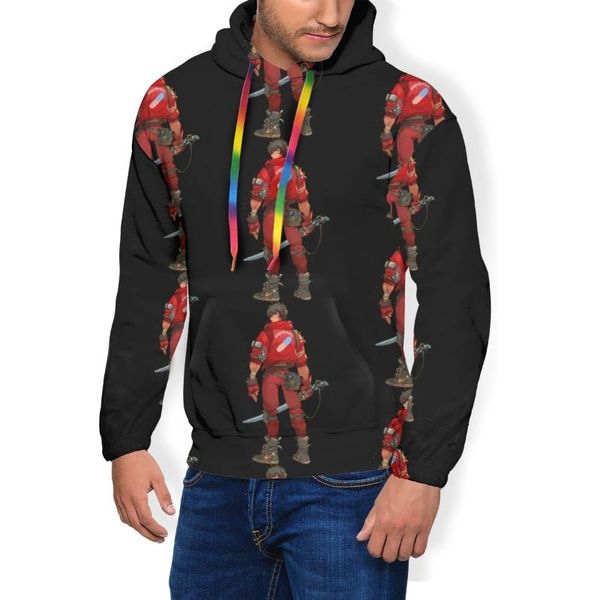 

men's hoodies & sweatshirts akira kaneda japanese anime manga warm polyester hoodie streetwear long length pullover men big, Black