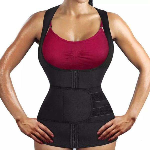 

women's shapers neoprene waist trainer corset women sweat sauna vest weight loss with hooks band reducer slimming girdle fat burner bel, Black;white