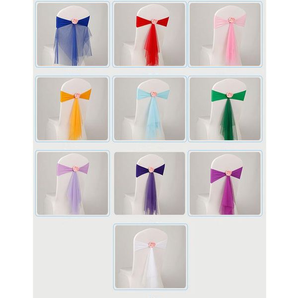 

2021 bowknot designed chair ribbon no-tie bow sash wedding l banquet chair cover chair bands back decoration, White