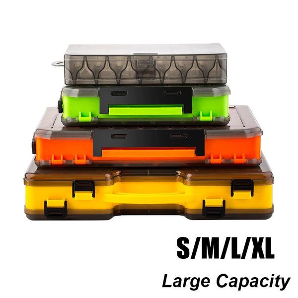 

fishing accessories portable tackle box double-decker large capacity gear bait lure hook tool storage 4 sizes